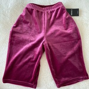 High Waisted Burgundy Velvet Biker Shorts